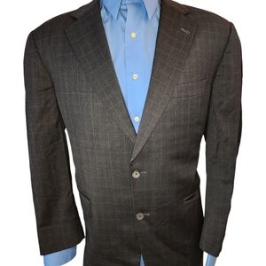 BURBERRY KENSINGTON MEN SPORT BLAZER DARK GRAY 100% WOOL 2 BUTTONS SZ 44 REG 1pc